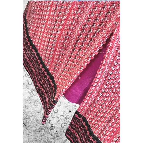 Ming Wang Womens M Open Front Knit Jacket Pink Black Trim Textured Blazer - Picture 9 of 10